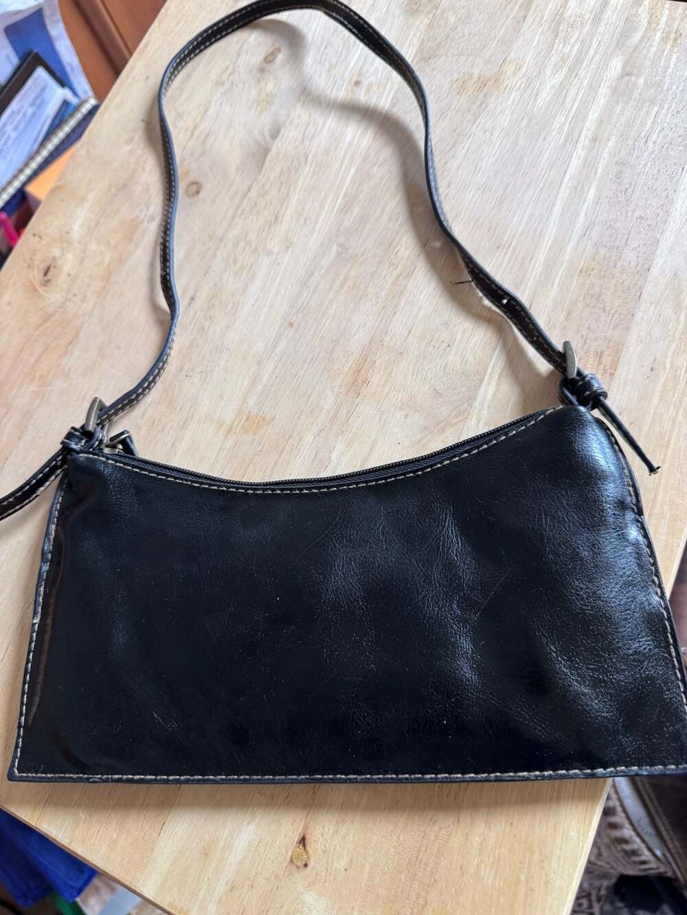 Steve Madden Vintage Y2K Black Leather Mini Shoulder Bag